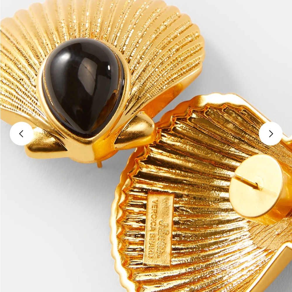 Veronica Beard x Julietta Gold Shell Earrings with Black Teardrop - Picture 3 of 3